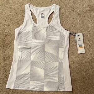 FILA Women's White Geometric Tank Top
